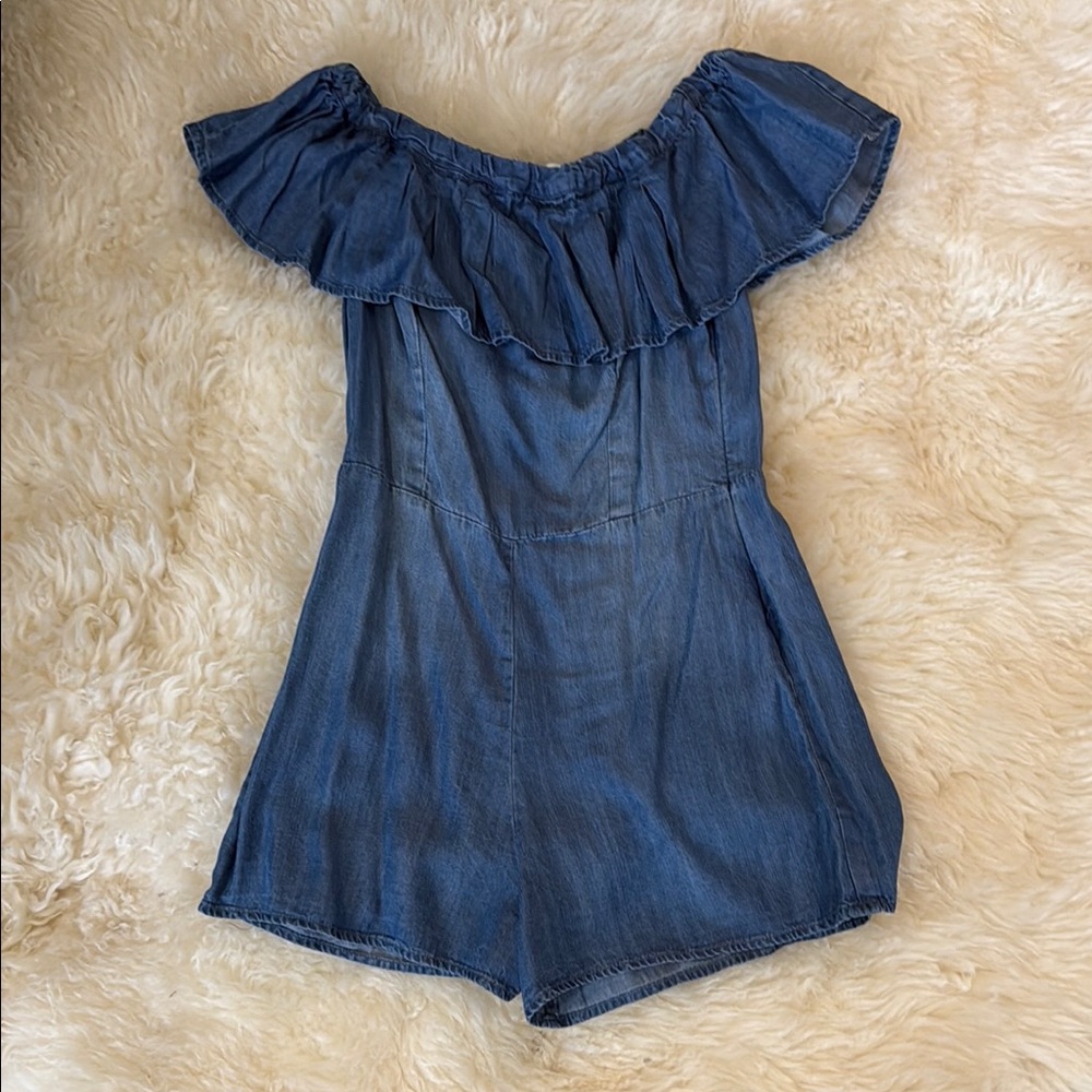 Denim Off-Shoulder Romper